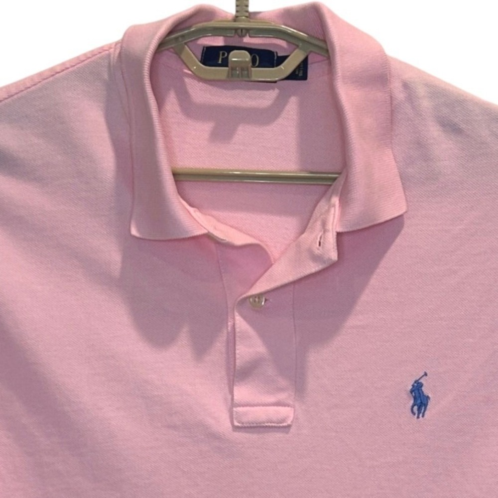 Polo Ralph Lauren Polo Shirt Large Mens Pink Short Sleeve Cotton Pique Pony Logo